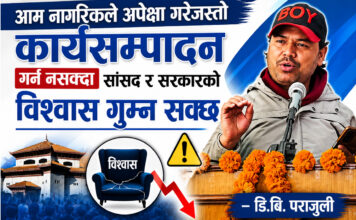 आम नागरिकले अपेक्षा गरेजस्तो कार्यसम्पादन गर्न नसक्दा सांसद र सरकारको विश्वास गुम्न सक्छ